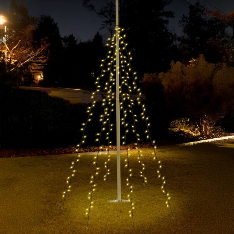 Iluminación de mástil para exteriores, 120 LED, 6 hilos de 2 m Iluminación de mástil para exteriores, 120 LED, 6 hilos de 2 m