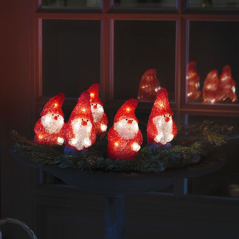 Figura navideñas en 3D roja de acrílico, Kerstmannen, 2W, 4000K LED, IP44