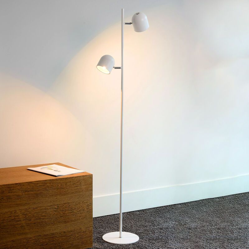 Lámpara de pie moderna blanca, Skanska, 5W, 2700K LED, con regulador táctil