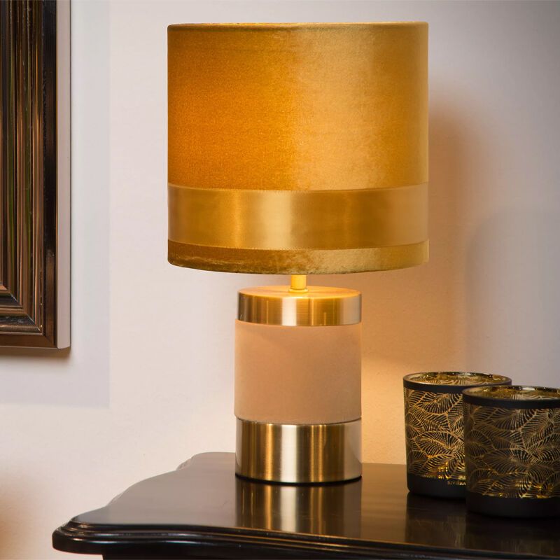 Lámpara de mesa retro amarilla, Extravaganza Frizzle, con interruptor