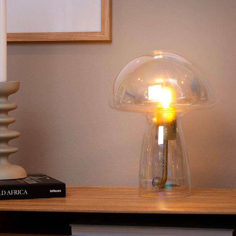 Lámpara de mesa moderna transparente, Fungo, con interruptor