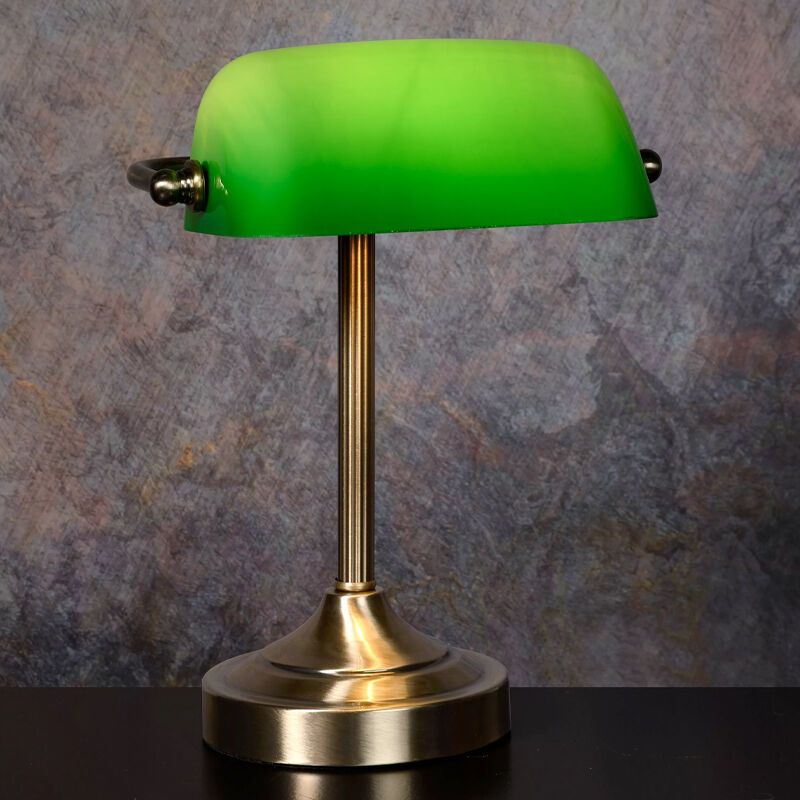 Lampada banquero antigua verde, Banker, con interruptor