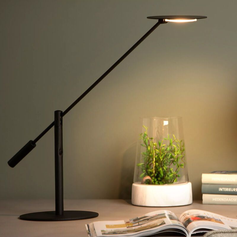 Flexo moderno negro, Anselmo, 9W, 3000K LED, con regulador táctil Flexo moderno negro, Anselmo, 9W, 3000K LED, con regulador táctil