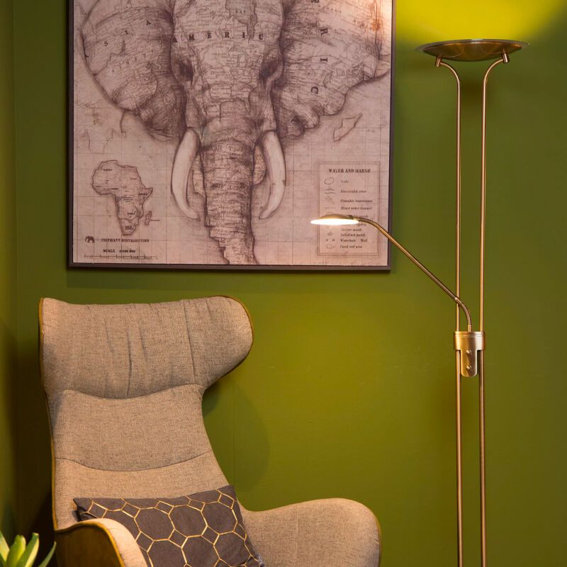 Lámpara de pie de lectura moderna bronce, Champion, 20W, 3000K LED, con interruptor