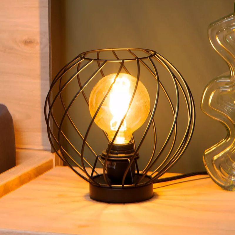 Lámpara de mesa antigua negra, Danza, con interruptor Lámpara de mesa antigua negra, Danza, con interruptor