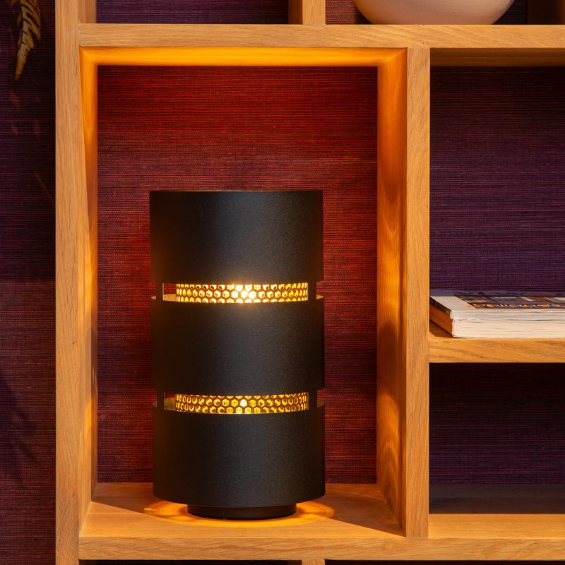 Lámpara de mesa moderna negra, Rosas, con interruptor