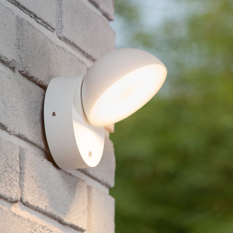 Aplique exterior con sensor crepuscular moderno blanco, Finn, 12W, 3000K LED, IP54