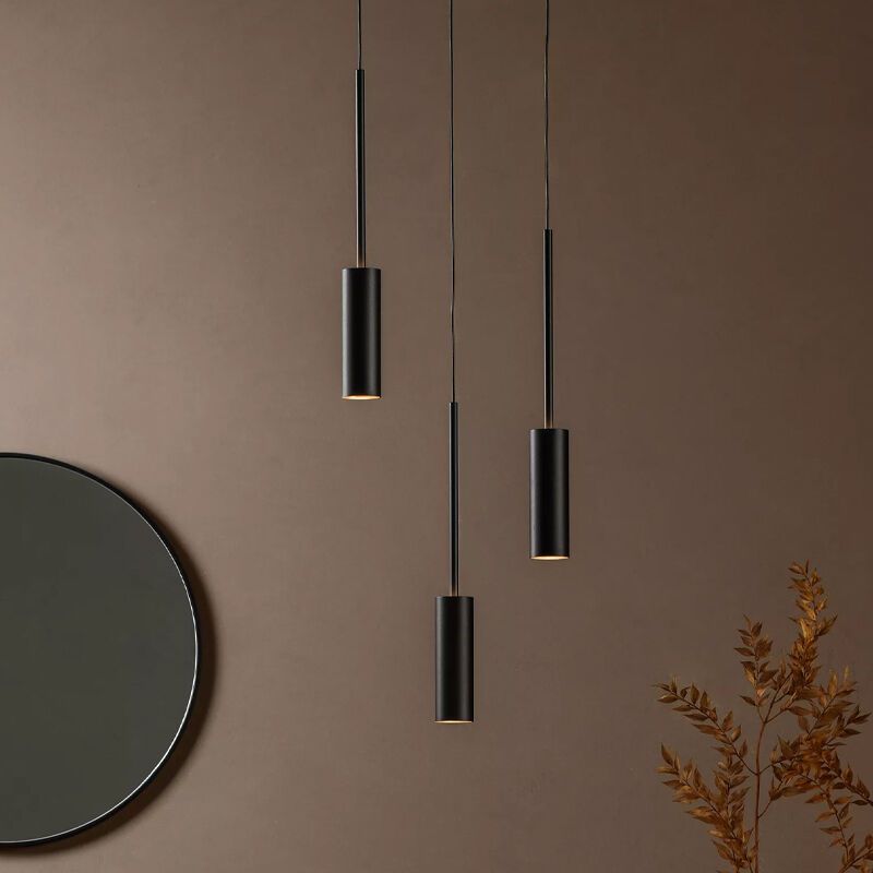 Lámpara colgante moderna negra, Tubule