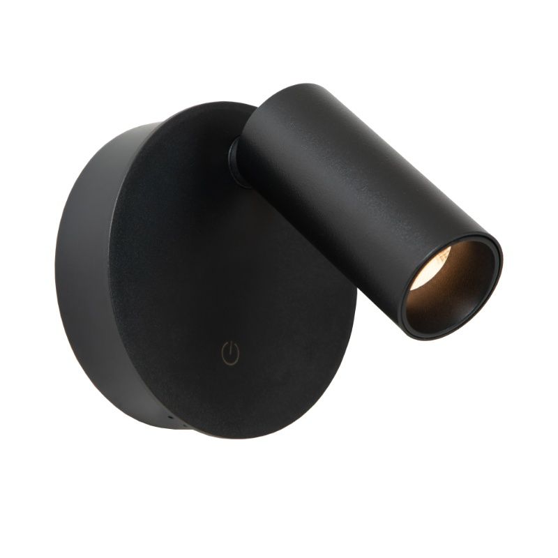 Aplique de pared recargable moderno negro, Toni, 2W, 2700-4000K, con regulador táctil