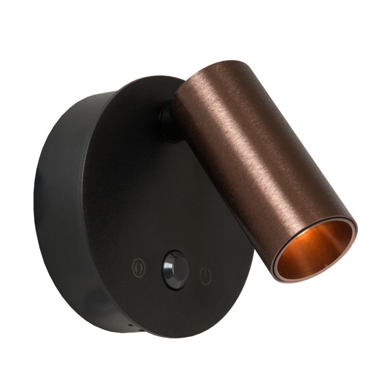 Aplique de pared recargable moderno marrón, Toni, 2W, 2700-4000K, con regulador táctil