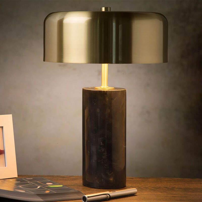 Lámpara de mesa de mármol dorada, Mirasol, con interruptor Lámpara de mesa de mármol dorada, Mirasol, con interruptor