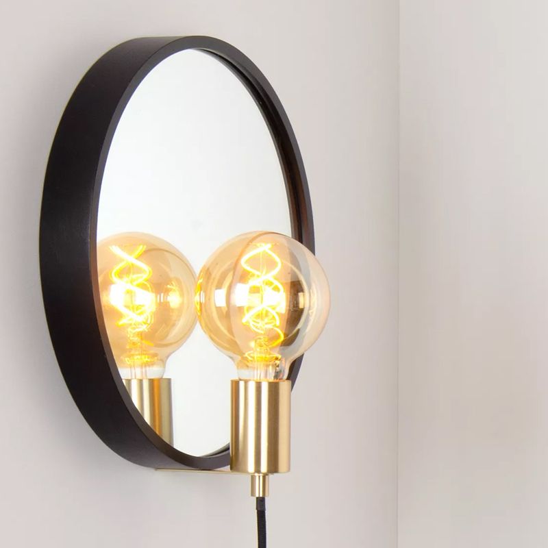 Espejo con luces rústico negro, Reflex, con interruptor Espejo con luces rústico negro, Reflex, con interruptor