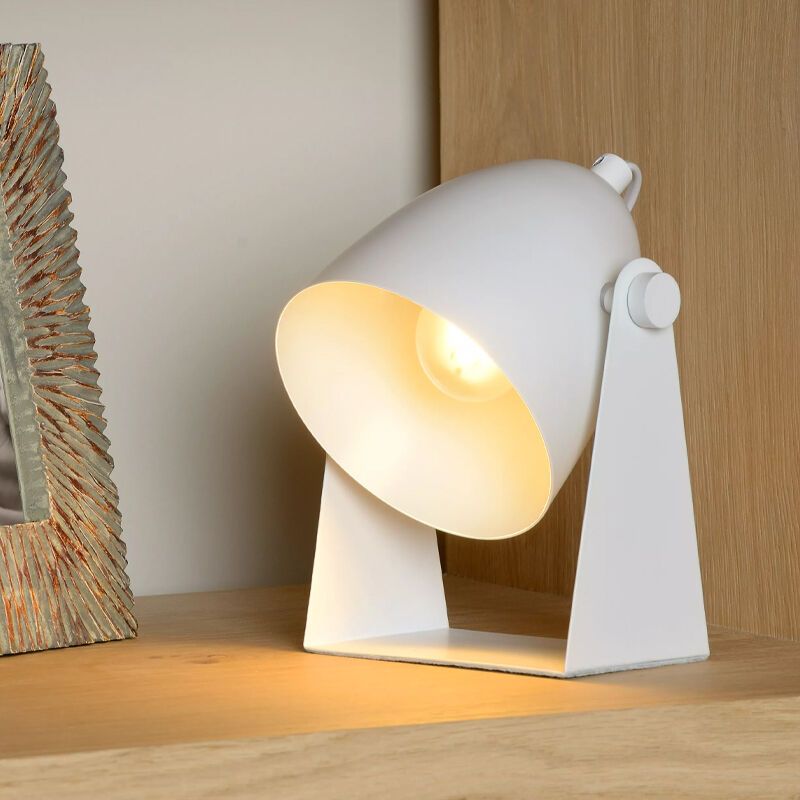 Lámpara de mesa moderna blanca, Chago, con interruptor