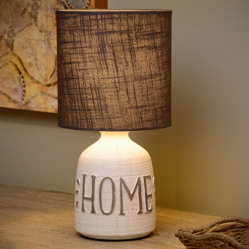 Lámpara de mesa de cerámica blanca, Cosby, con interruptor