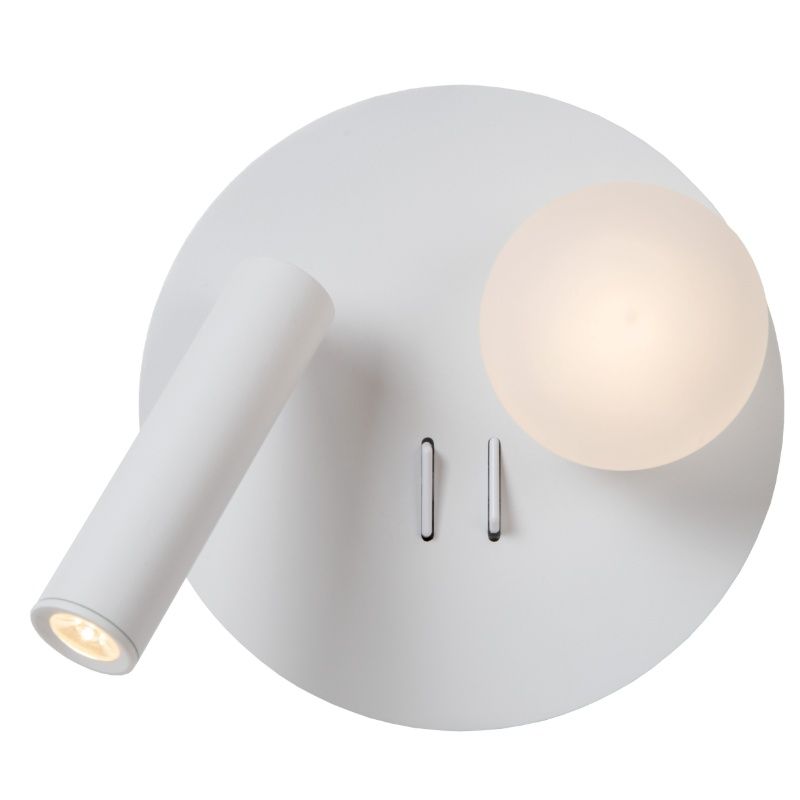 Lámpara de cama moderna blanca, Matiz, 3,5W, 3000K LED, con interruptor Lámpara de cama moderna blanca, Matiz, 3,5W, 3000K LED, con interruptor