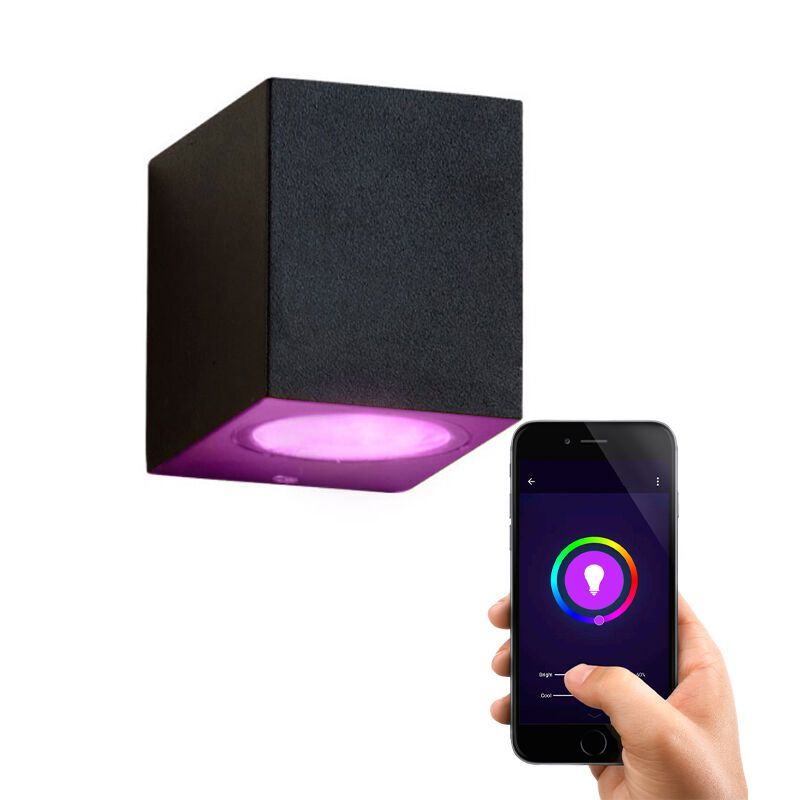 Lámpara exterior inteligente negra moderna, Corella, IP44, 4,5W, RGBW