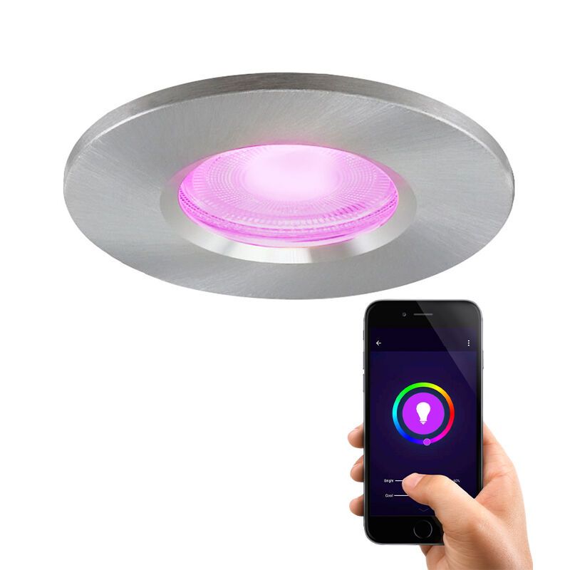 Foco empotrable inteligente cromado moderno, Jule, IP65, 4,5W, RGBW Foco empotrable inteligente cromado moderno, Jule, IP65, 4,5W, RGBW