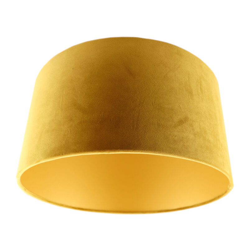 Pantalla de velour amarilla Melanie, tela, moderno