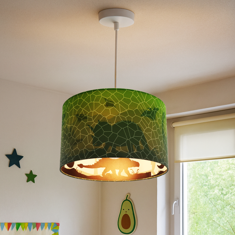 Lámpara colgante infantil verde moderna, Dino