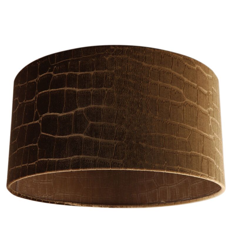 40 cm pantalla lámpara terciopelo marrón efecto piel de cocodrilo, Emilius