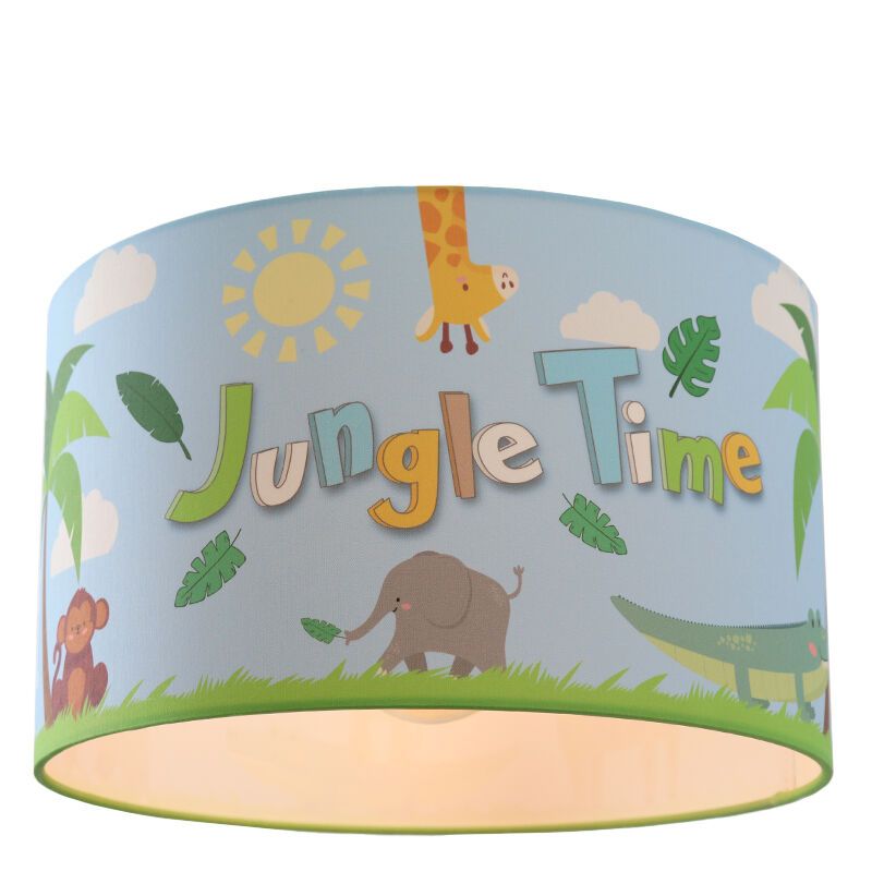 Lámpara de techo infantil azul de tela, Jungle Time Lámpara de techo infantil azul de tela, Jungle Time