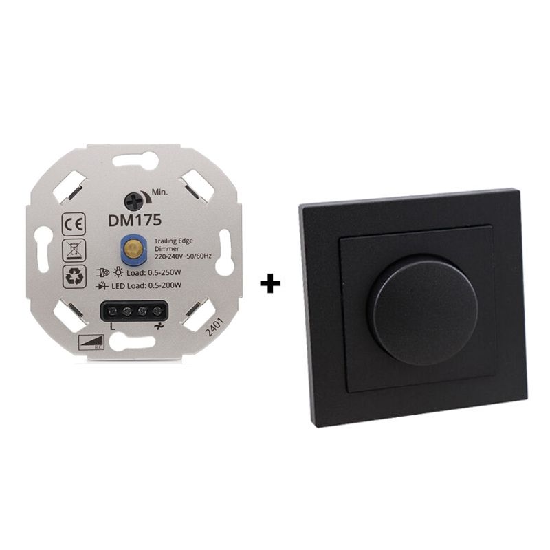 Dimmer LED, 0,5 - 200W, con marco cobertor y placa central antracita