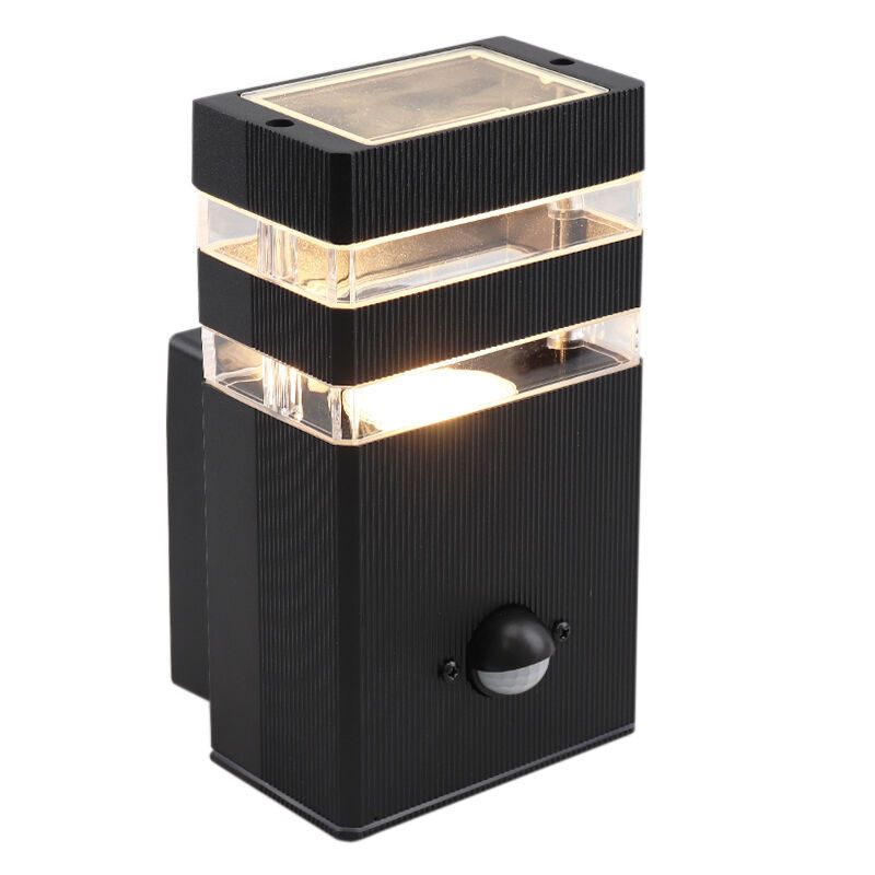 Aplique exterior con sensor de movimiento de aluminio negro, Albin, IP54