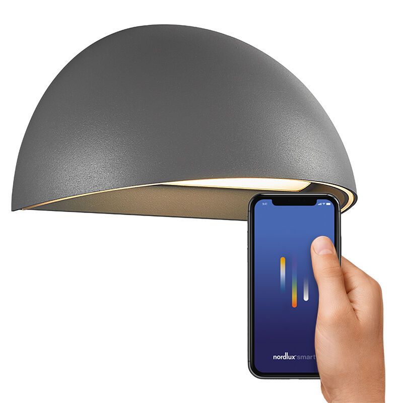 Lámpara exterior inteligente moderna gris, Arcus Smart, 9,5W, 2700K LED, IP54