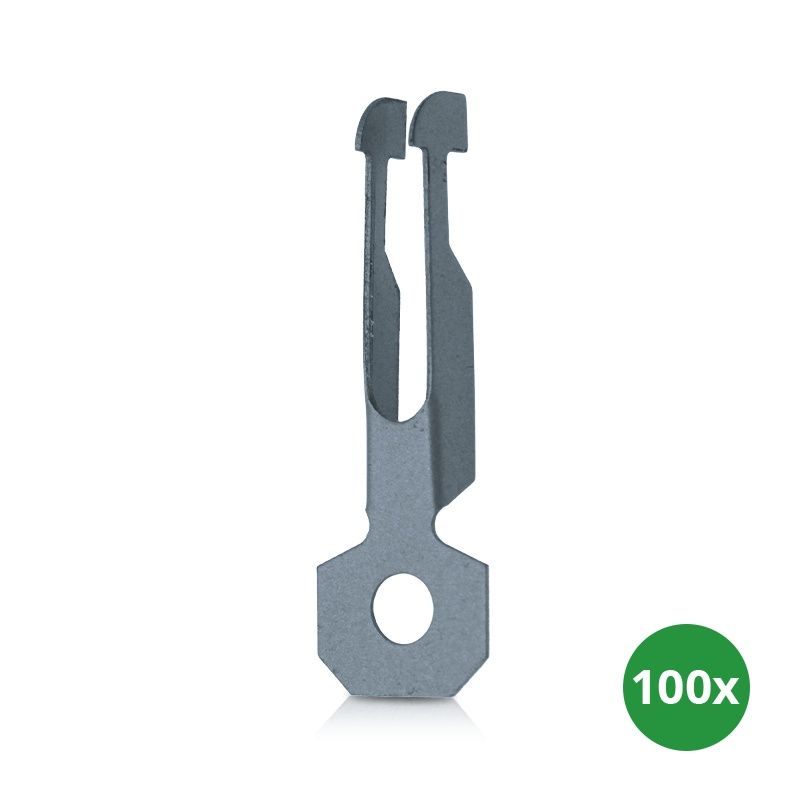 Abrazadera de muelle para tablestacas con argolla para colgar líneas de iluminación (100 unidades) Abrazadera de muelle para tablestacas con argolla para colgar líneas de iluminación (100 unidades)