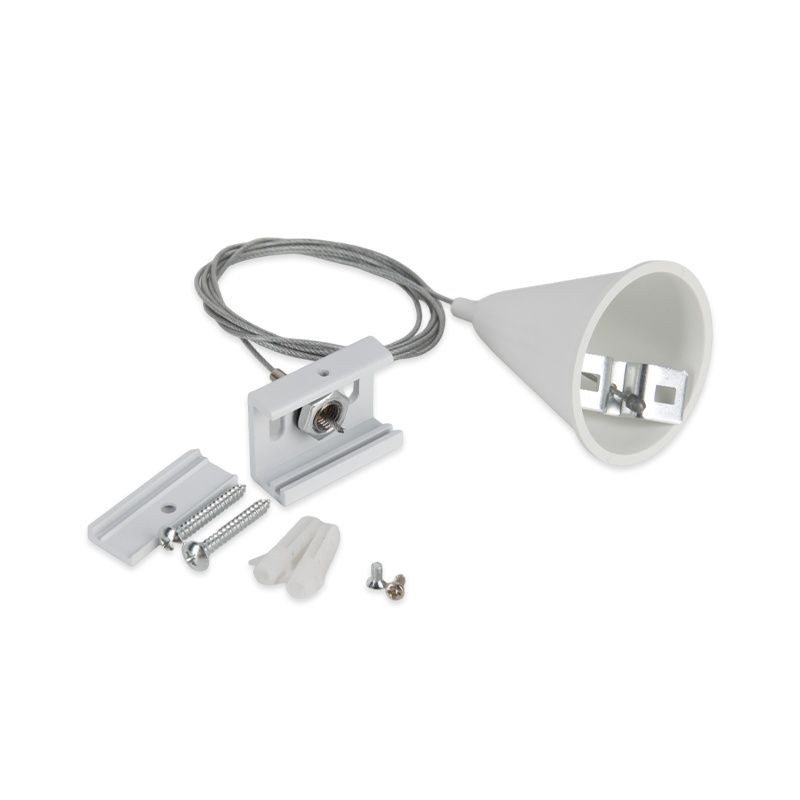 Set colgante para iluminación sobre carril trifásico, 1,5 metros, blanco, Pro Set colgante para iluminación sobre carril trifásico, 1,5 metros, blanco, Pro