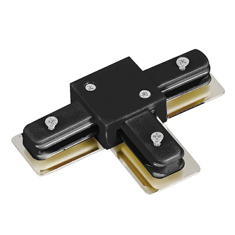Conector en forma de T para iluminación de riel monofásica, negro. Conector en forma de T para iluminación de riel monofásica, negro.