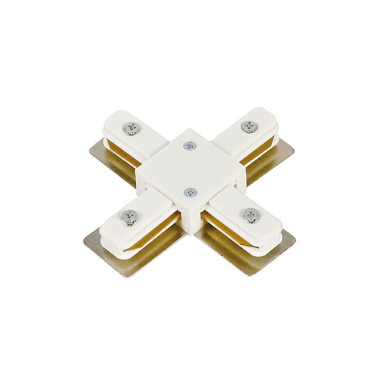 Conector en forma de X para iluminación de riel monofásica, blanco.