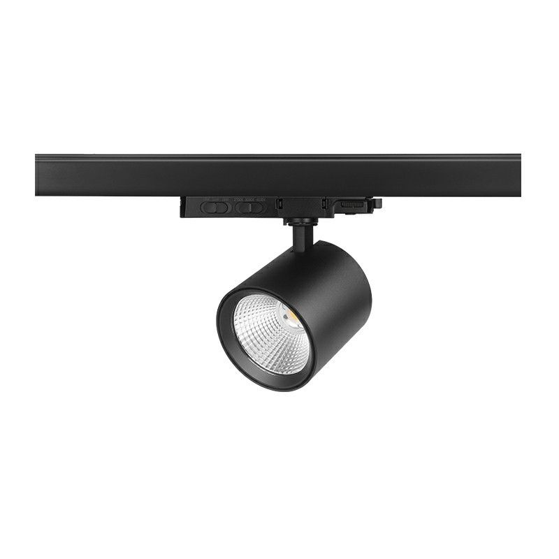 Foco de carril trífásico de aluminio negro, Jeska, 10W/20W/30W, white switch LED Foco de carril trífásico de aluminio negro, Jeska, 10W/20W/30W, white switch LED