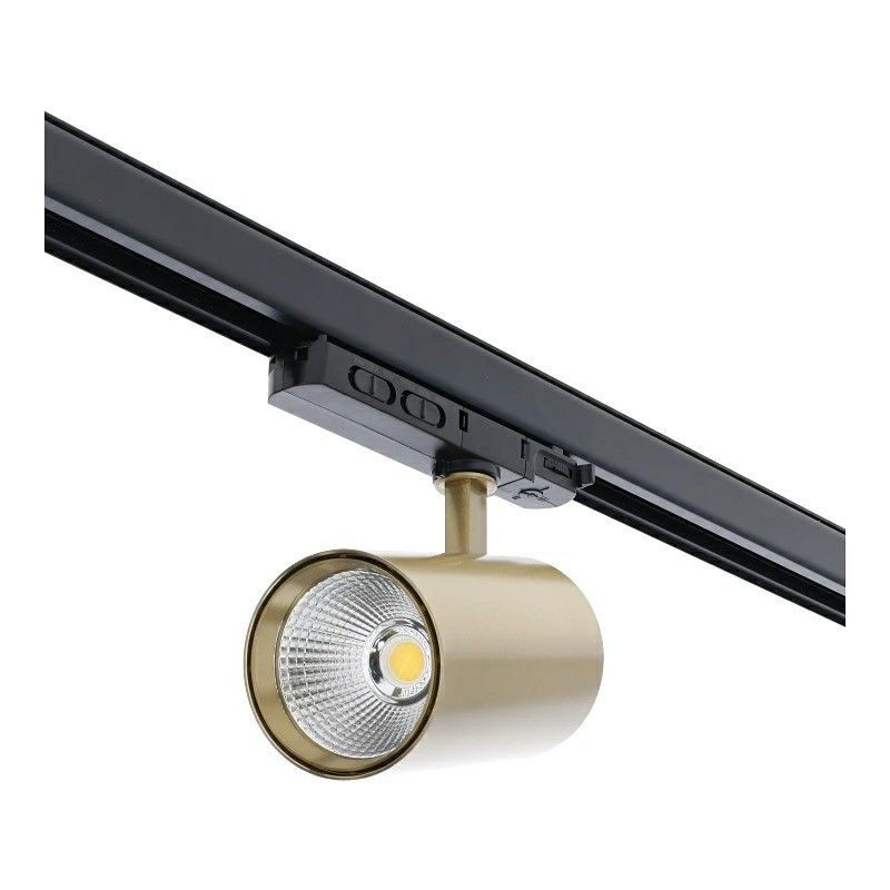 Foco trifásico de latón Rozina, 10W/20W/30W, interruptor blanco, regulable, Pro Foco trifásico de latón Rozina, 10W/20W/30W, interruptor blanco, regulable, Pro