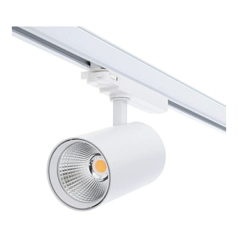 Foco LED trifásico blanco para sistema de carril, de aluminio, marca Rozina, 10W/20W/30W, con interruptor blanco.