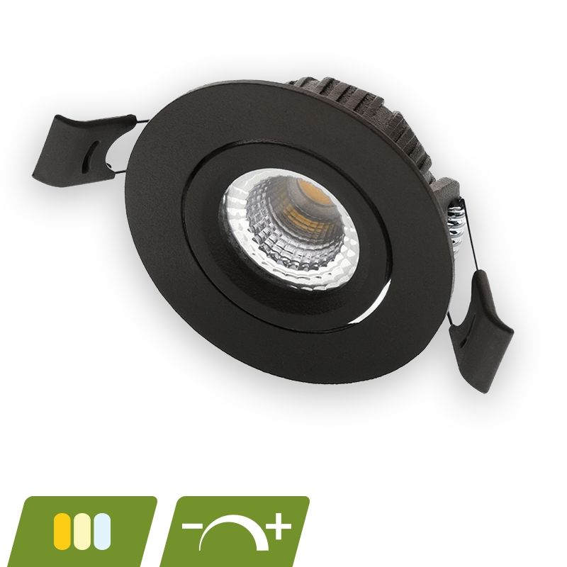 Foco empotrable mini de aluminio negro, Phyllis, 5W, white switch LED, IP65
