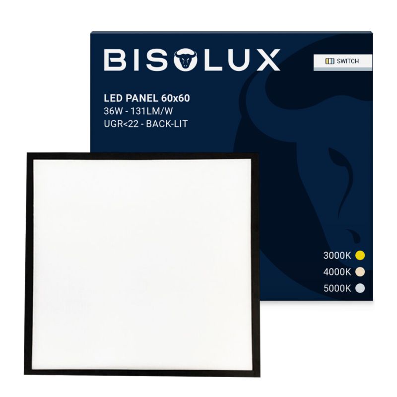 Panel LED negro 60x60 - 125 lm/W - UGR<22 - blanco regulable