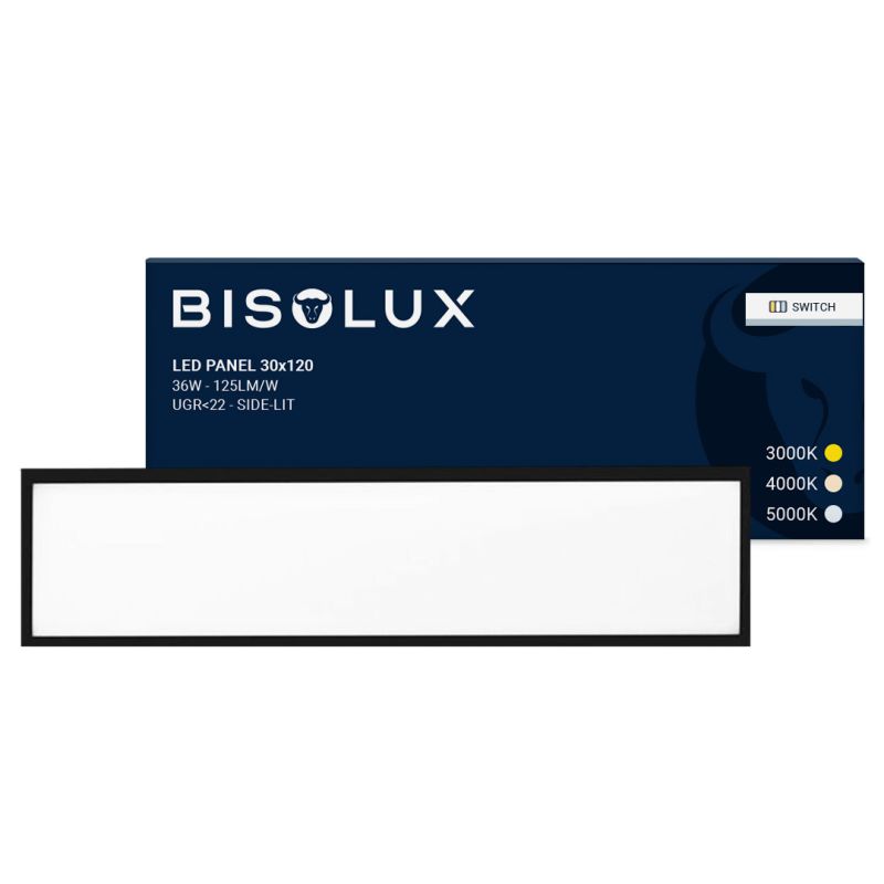 Panel LED negro 120x30 - 125 lm/W - UGR<22 - blanco regulable