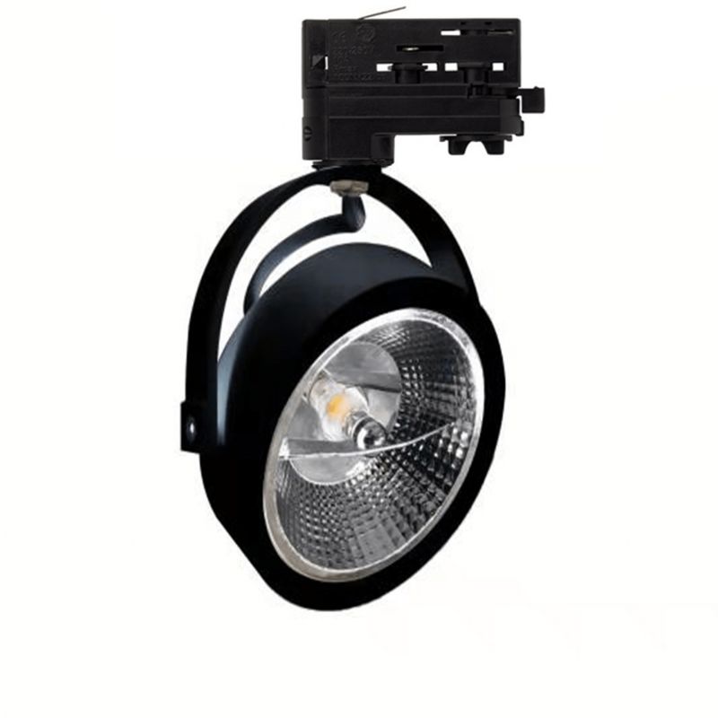 Foco de carril trifásico negro Tirsa, 15W, 4000K, Pro