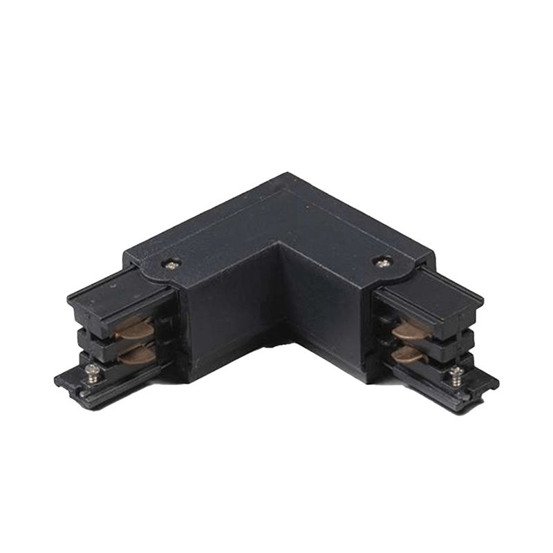 Conector interior en forma de L para iluminación sobre carril trifásica, negro, Pro