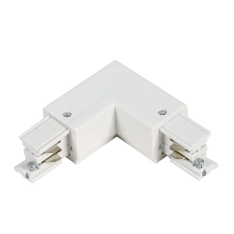 Conector interior en forma de L para iluminación sobre carril trifásica, blanco, Pro