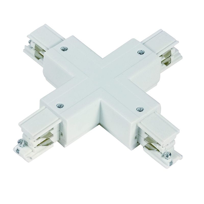 Conector en forma de X para iluminación sobre carril trifásica, blanco, Pro