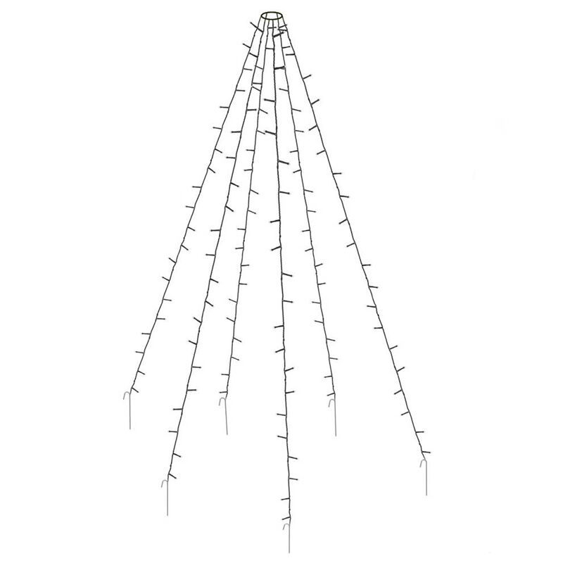 Iluminación exterior de mástil de bandera, 192 LED, 6 hilos de 2 m, sin mástil