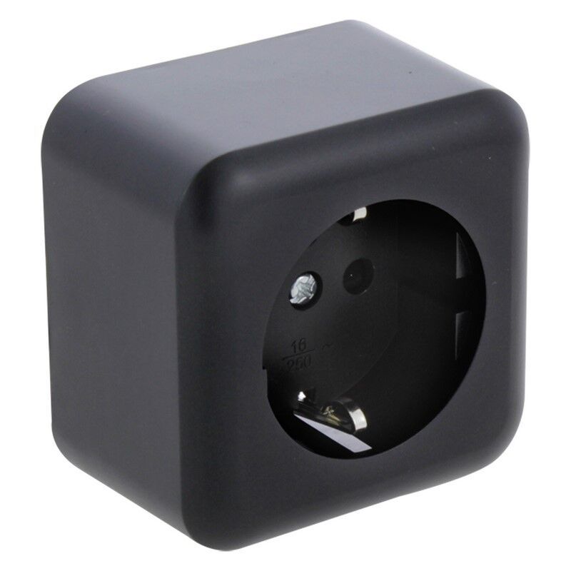 Base de enchufe de superficie Q-Link, 1 unidad, con protección para niños y contacto de puesta a tierra, negro Base de enchufe de superficie Q-Link, 1 unidad, con protección para niños y contacto de puesta a tierra, negro