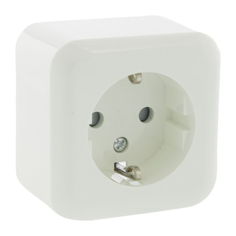 Exin Toma Exo, de superficie, simple, puesta a tierra, blanco polar