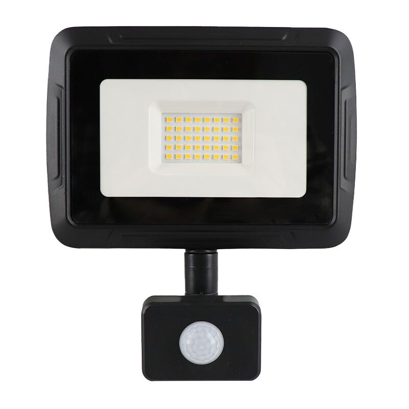 Foco proyector con sensor de aluminio negro, Miro, 30W, 3000K LED, IP65
