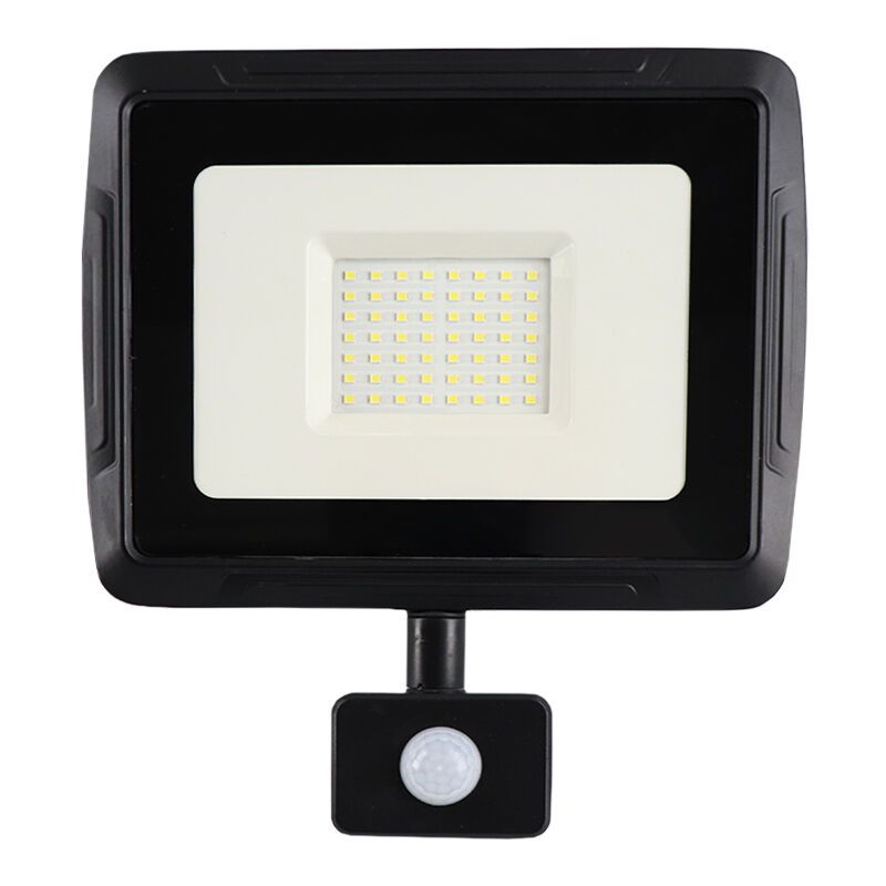 Foco proyector con sensor de aluminio negro, Miro, 50W, 6000K LED, IP65