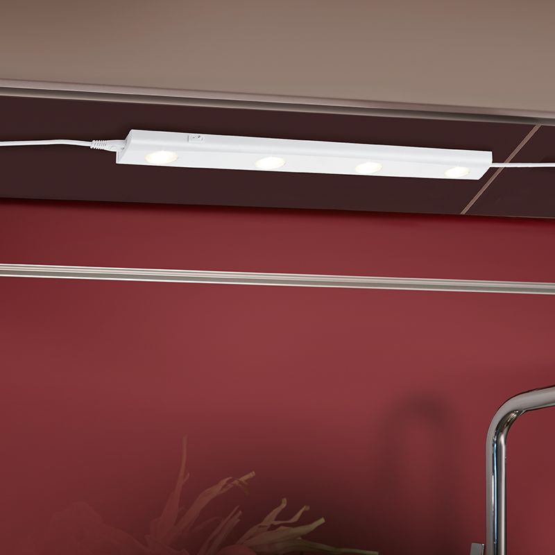 Iluminación bajo muebles cocina de plástico blanca, Sarila, 1W, 3000K LED, con interruptor