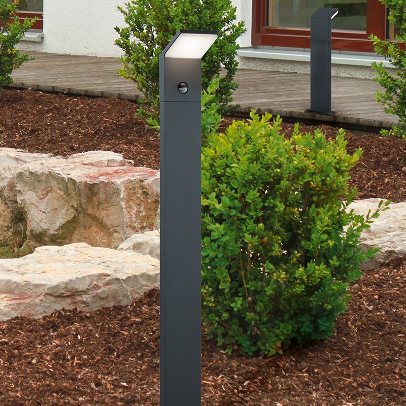 Lámpara de pie exterior con sensor de movimiento moderna antracita, Solana, 9W, 3000K LED, IP54 Lámpara de pie exterior con sensor de movimiento moderna antracita, Solana, 9W, 3000K LED, IP54