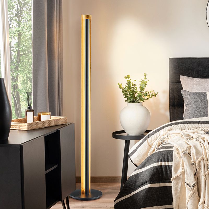 Lámpara de pie moderna negra, Baruch, 15W, 3000K LED, con interruptor